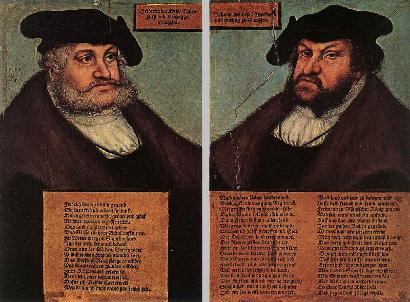 CRANACH, Lucas the Elder Portraits of Johann I and Frederick III the wise, Electors of Saxony dfg oil painting picture